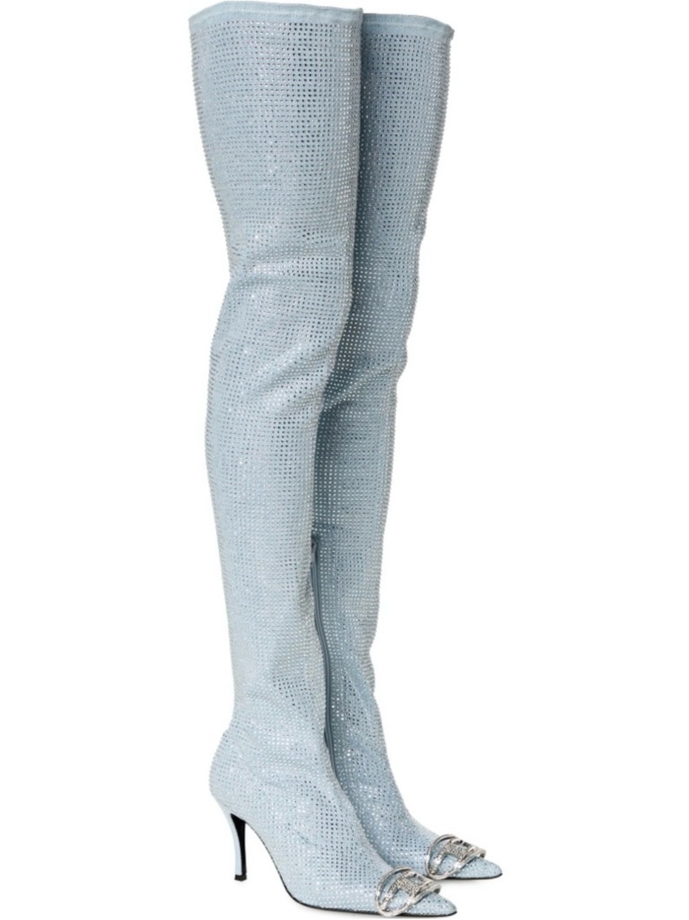 D-Venus Tbt Over-the-knee Boots in Rhinestones Denim. EU 38 size, US 7.5 size.